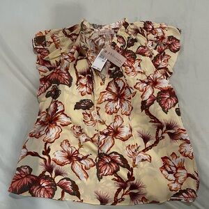 Philosophy Floral Print Blouse - Cream and Red